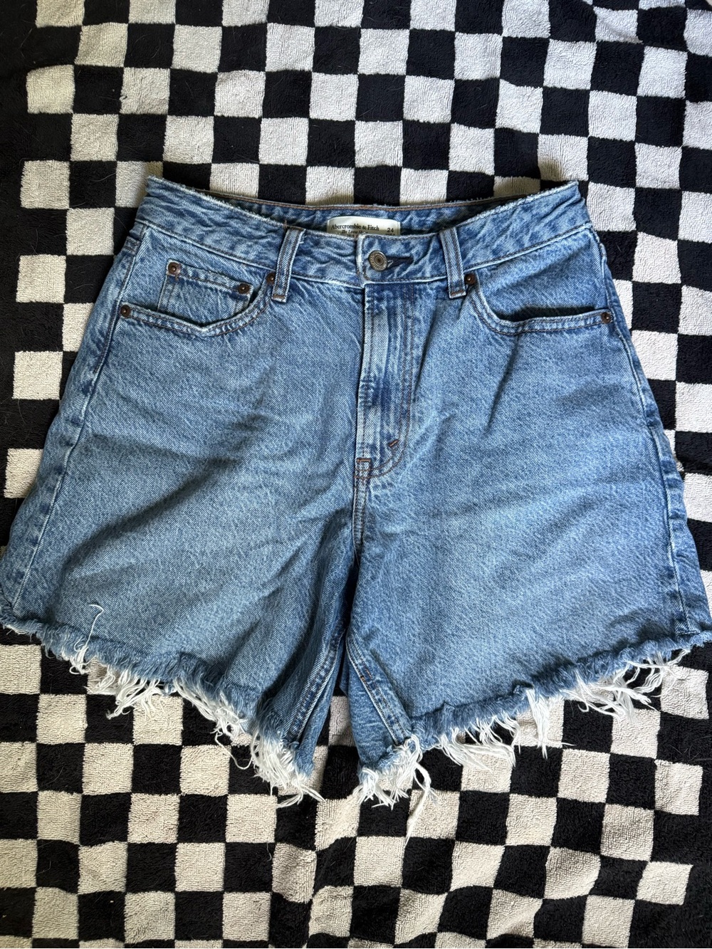 Abercrombie & Fitch Curve Love The Loose Short High Rise 24 Blue Denim